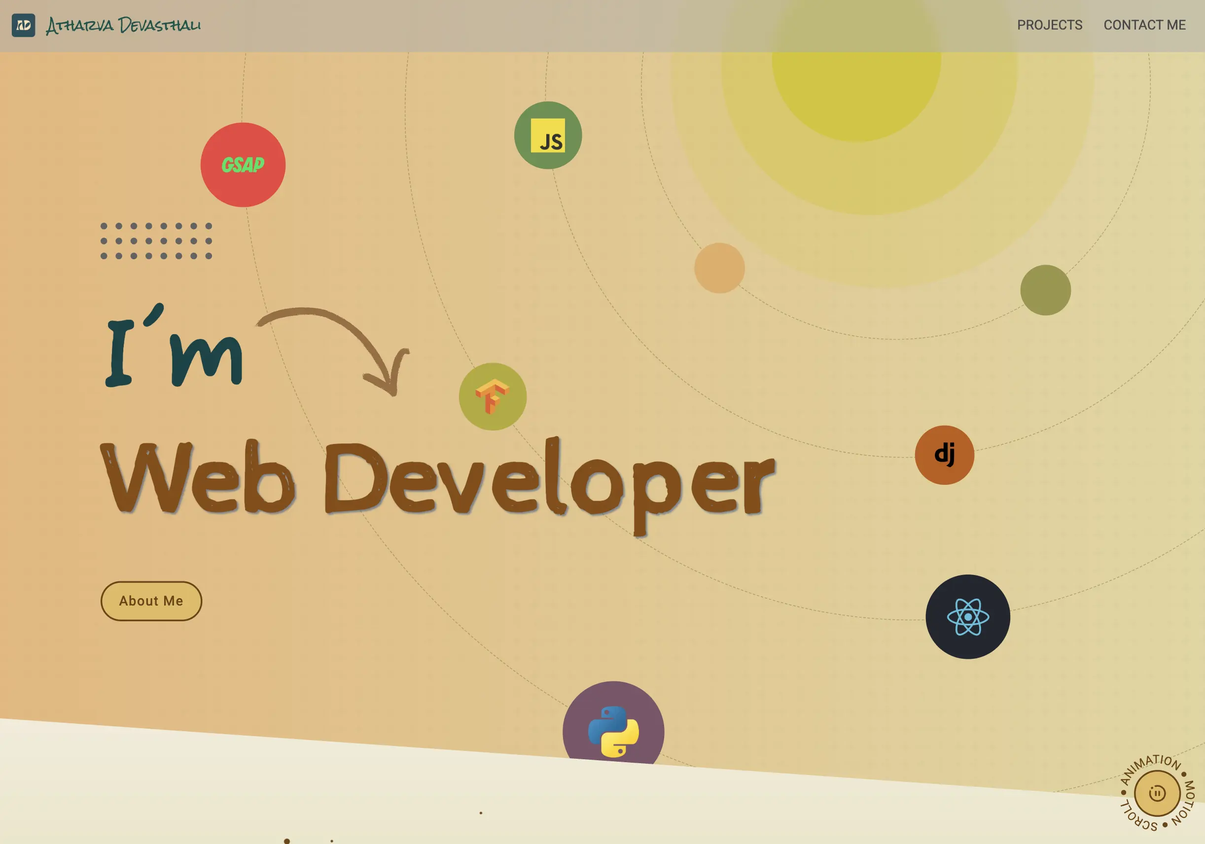 Abstract tech-themed banner graphic for Atharva Devasthali’s developer portfolio